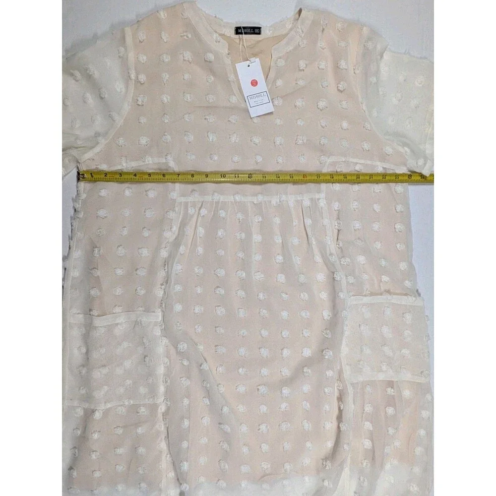 MIHOLL Dusty Pink & Ivory/Cream Swiss Dot Shift Dress XXL (2 dresses) - Picture 6 of 16